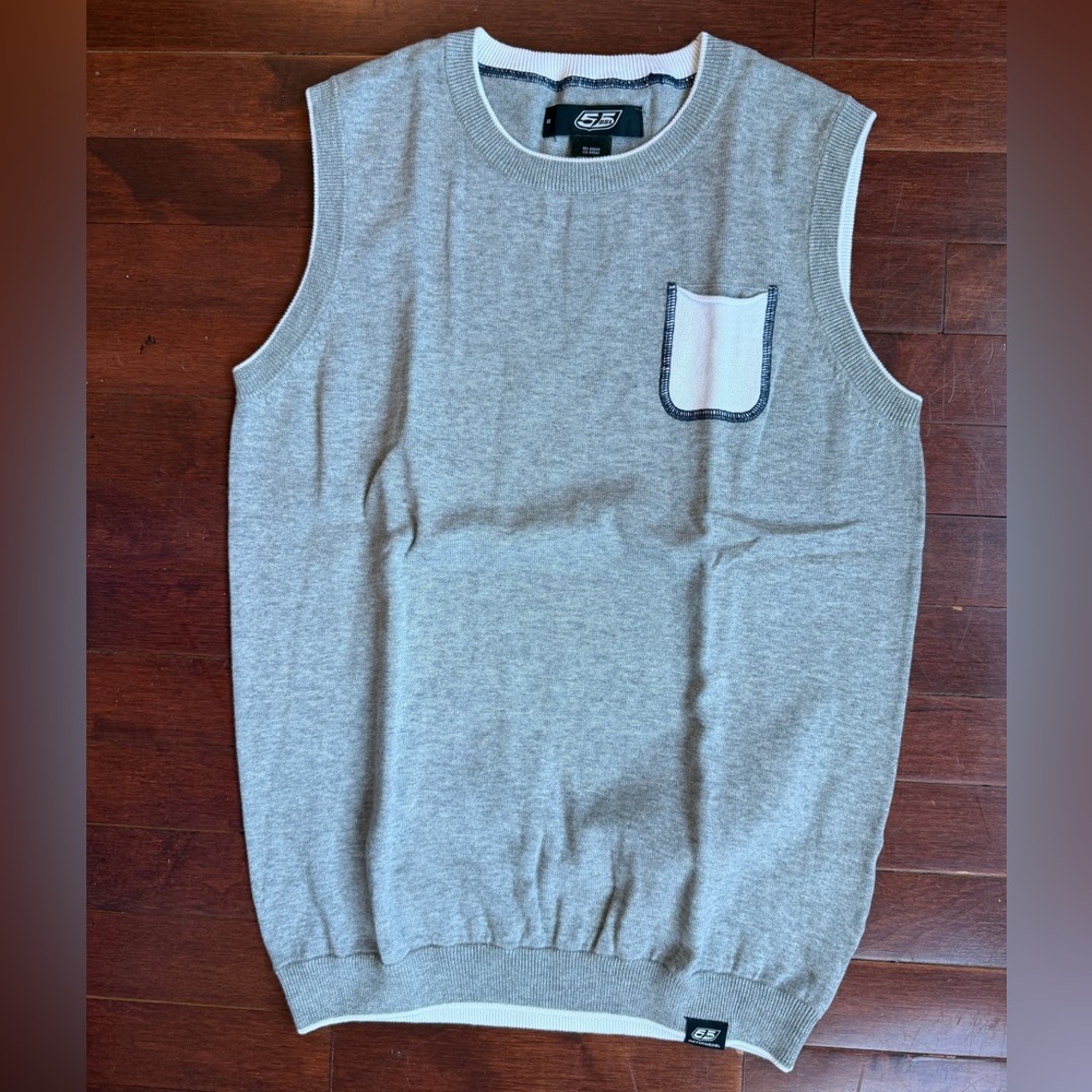55DSL by Diesel sleeveless  Sweater Vest Grey with Contrast Pocket Men's Size M